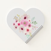 モノグラ結婚ム対ピンク赤面フローラ ノートブック (裏面)