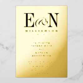 モノグラ結婚ム無地の金ゴールド 箔招待状