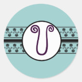 モノグラ結婚ム縁どズブルー ラウンドシール (正面)