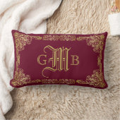 モノグラ結婚ム金ゴールドフクラシックレームブルゴーニュ ランバークッション (ブランケット)