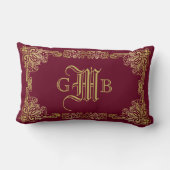 モノグラ結婚ム金ゴールドフクラシックレームブルゴーニュ ランバークッション (裏面)