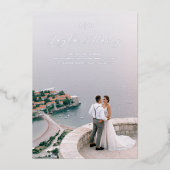 モノグラ結婚ム | すべて1つのQRコード写真 箔招待状 (正面)