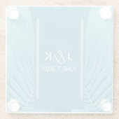 モノグラ結婚ム | 熱帯ティール（緑がかった色） ガラスコースター (裏面)