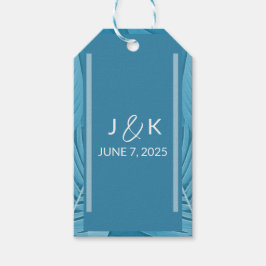 モノグラ結婚ム | 熱帯ティール（緑がかった色） ギフトタグ