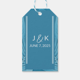 モノグラ結婚ム   熱帯ティール（緑がかった色） ギフトタグ