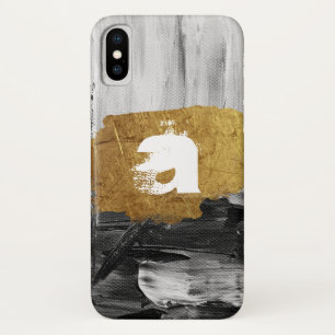 モノグラ絵を描ムのケパーソナライズされたース付き白黒 iPhone X ケース
