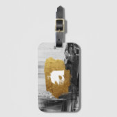 モノグラ絵を描ムルグパーソナライズされたルガ付き白黒 ラゲッジタグ (正面縦)