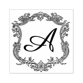 モノグラ縁どム付きフローラ ラバースタンプ