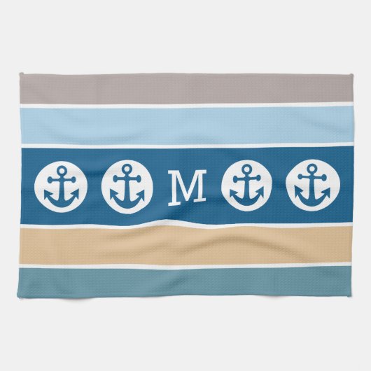 モノグラ航海のストライプムカスタムハンドタオル キッチンタオル (横)