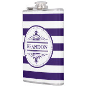 モノグラ航海のムエレガントネイビーブルーストライプのフラスコ フラスク (左)