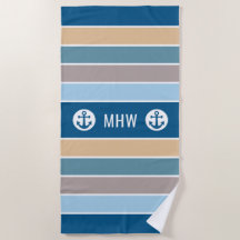 モノグラ航海のムストライプビーチタオル