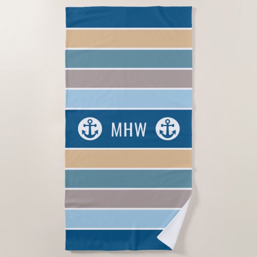 モノグラ航海のムストライプビーチタオル ビーチタオル (正面)
