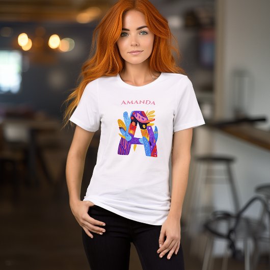 モノグラ芸術的ム – 文字Aのカラフル誕生日 トライブレンドＴシャツ