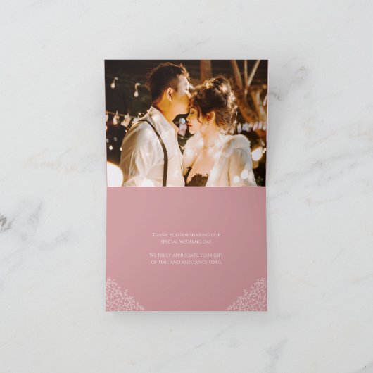 モノグラ葉ム・ピ結婚ンクの写真の円 サンキューカード (内部)