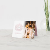 モノグラ葉ム・ピ結婚ンクの写真の円 サンキューカード (正面)