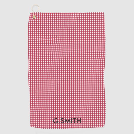 モノグラ赤と白ムパターン ゴルフタオル (正面)