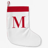 モノグラ赤と白ムパーソナライズされた スモールクリスマスストッキング (正面)