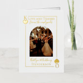 モノグラ遊ムのカー結婚ドの写真サンキューカード 箔グリーティングカード (正面)