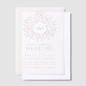 モノグラ離れム・ピ結婚ンクの円 ベラム紙招待状 (オフセット)