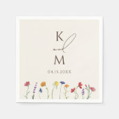 モノグラ鮮やかムカラフルワイルドフラワー開花結婚ズ スタンダードカクテルナプキン (正面)