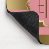 モノグレーズストライプド金ゴールドとピンクの幾何学的パターン マウスパッド (コーナー)