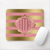 モノグレーズストライプド金ゴールドとピンクの幾何学的パターン マウスパッド (マウス)