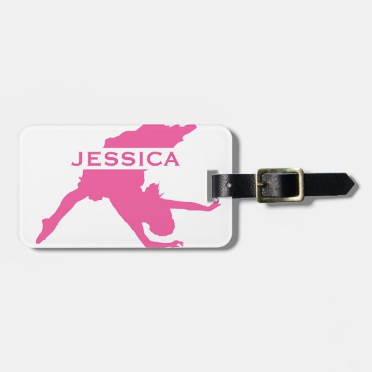 モノグレーズピンクと白のダンサー2 ラゲッジタグ (正面横)