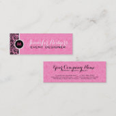 モノグレーズピンクレース背景ブラックダマスク スキニー名刺 (正面/裏面)