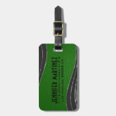 モノグレーレザーとグリーンレザー2シルバーのアクセント ラゲッジタグ (正面縦)