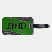 モノグレーレザーとグリーンレザー2シルバーのアクセント ラゲッジタグ (裏面横)