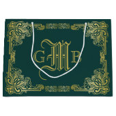 モノグ結婚ラムクラシック金ゴールド枠濃緑 ラージペーパーバッグ (正面)