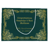 モノグ結婚ラムクラシック金ゴールド枠濃緑 ラージペーパーバッグ (裏面)