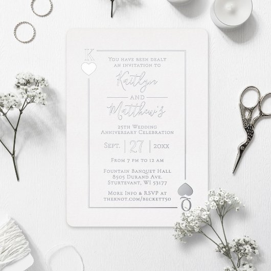 モノグ遊ラムのカード25結婚周年 箔招待状