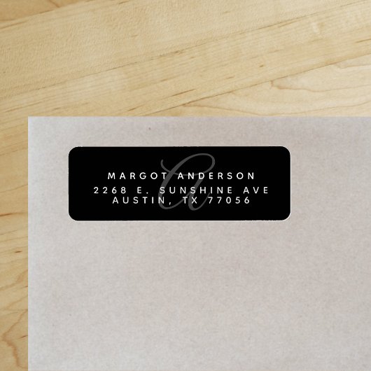 モノゴラムシック |黒スタイリッシュ色 |差出人住所 ラベル