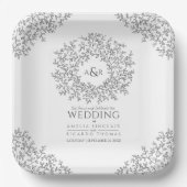 モノサークル葉線アートモノグラム結婚ズ ペーパープレート (正面)