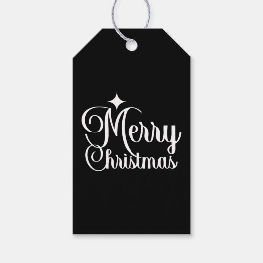 モノトーンで洗練されたクリスマスの贈り物 ギフトタグ (正面)