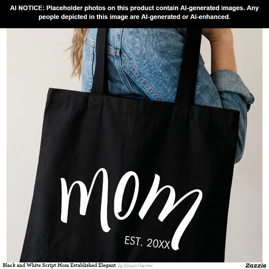 モノトーンのエレガントなMom Establishedデザイン トートバッグ