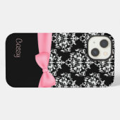 モノトーンのダマスク柄 iPhoneケース (裏面横)
