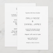 モノトーンのミニマリスト結婚式オールインワン 招待状 (正面/裏面)