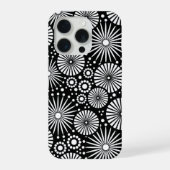 モノトーンの幾何学フラワー スターバースト iPhoneケース (裏面)