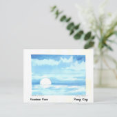 モノトーンの月オリジナルウォーター絵画カラー ポストカード (スタンド正面)