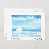 モノトーンの月オリジナルウォーター絵画カラー ポストカード (正面/裏面)