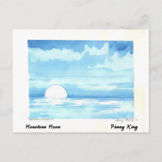 モノトーンの月オリジナルウォーター絵画カラー ポストカード