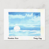 モノトーンの月オリジナルウォーター絵画カラー ポストカード (正面)