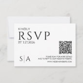 モノトーンの結婚式出欠確認カード ブラック&ホワイト 出欠カード (正面)