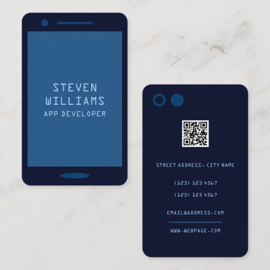 モノトーンの色頭が切れるフェイク電話 名刺 (正面/裏面)