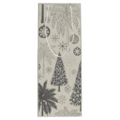 モノトーンの雪の結晶のエレガントなクリスマス ワインギフトバッグ (裏面)