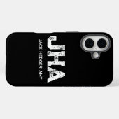 モノトーンシンプルなイニシャルモノグラムデザイン ブラック Case-Mate iPhoneケース (裏面 (横))