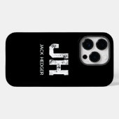 モノトーンシンプルなイニシャルモノグラム ブラック Ca Case-Mate iPhoneケース (裏面 (横))