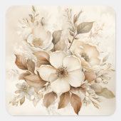 モノトーンブラウンローズのウェディング スクエアシール (正面)